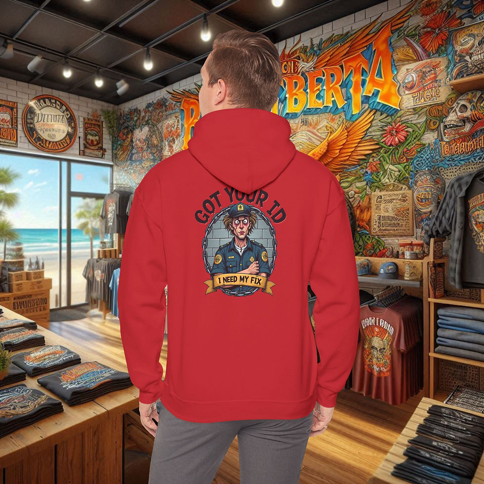 Thumbnail: Red police accountability hoodie 'Got Your ID' graphic