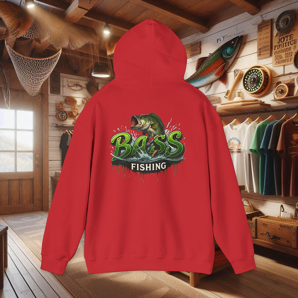 Thumbnail: Red Bass Fishing graphic hoodie