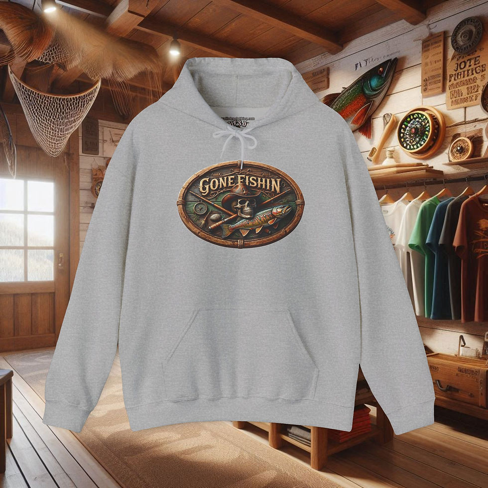 Thumbnail: Gone Fishin' Hoodie - Vintage Fishing Graphic Pullover