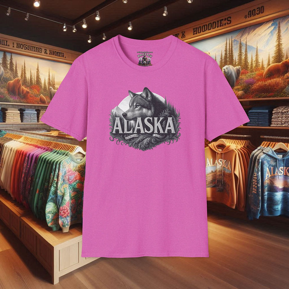 Thumbnail: Pink Alaska Wolf T-shirt with wolf head graphic