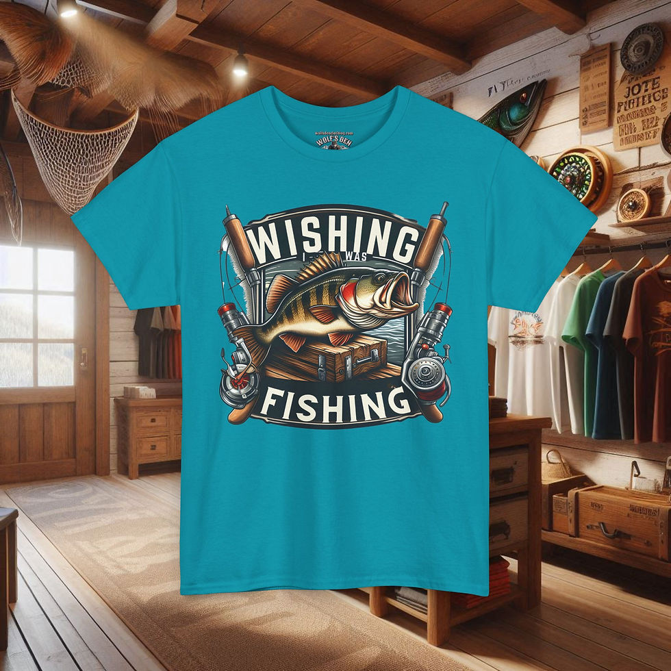 Thumbnail: Turquoise 'Wishing Fishing' T-Shirt | Dreaming of the Water with 'Wishing I was Fishing' T-Shirts | Angler Apparel