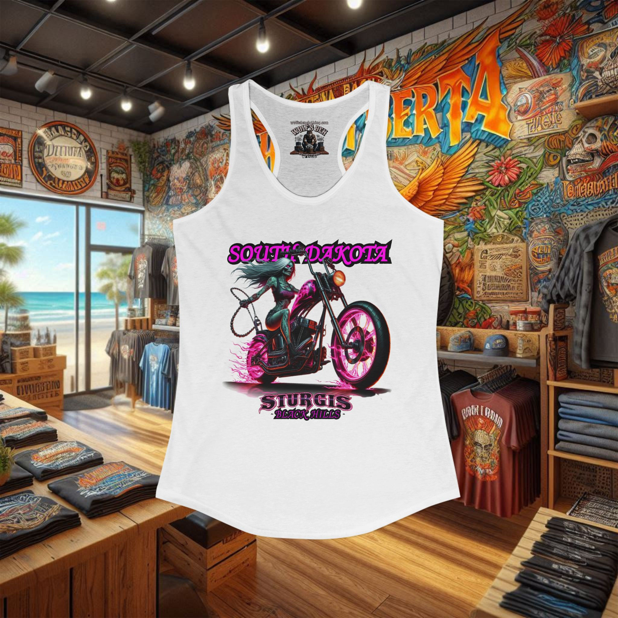 Sturgis Motorcycle Rally, Female Zombie Women's Racerback Tank Top