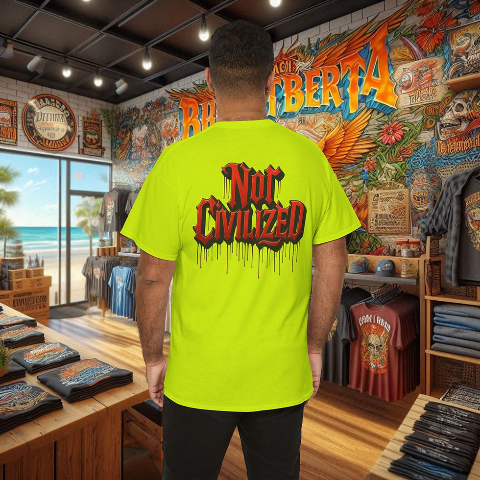 Thumbnail: Men's neon yellow 'Not Civilized' graphic t-shirt back