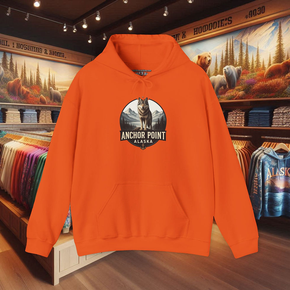 Thumbnail: Anchor Point Alaska Wolf Hoodie for Men, Alaska pullover, sweatshirt
