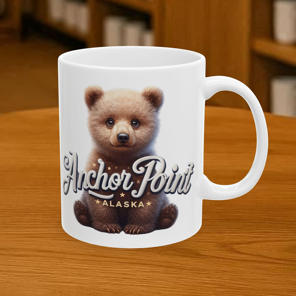 Alaska cute baby bear coffee mug with Anchor Point text