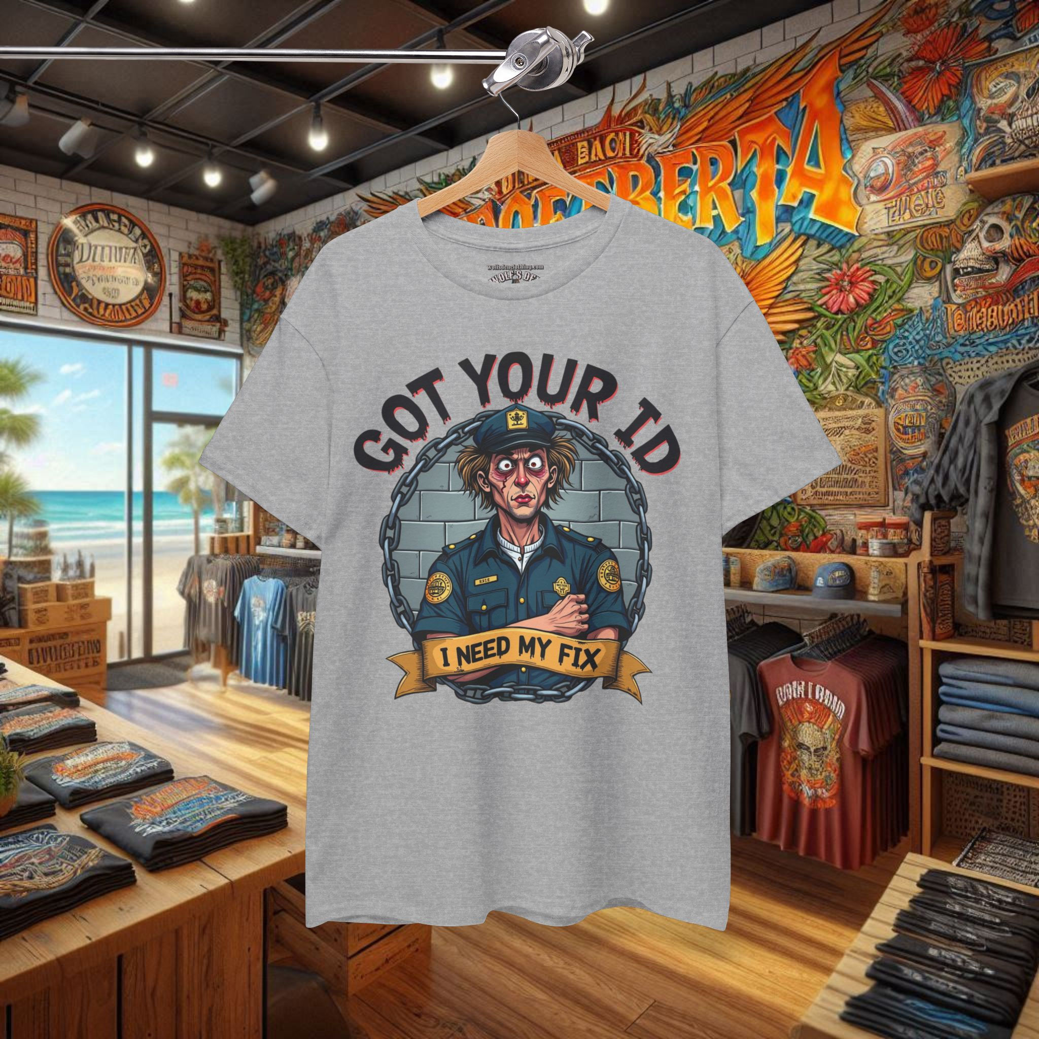 "Got Your ID I Need My Fix" police accountability shirt