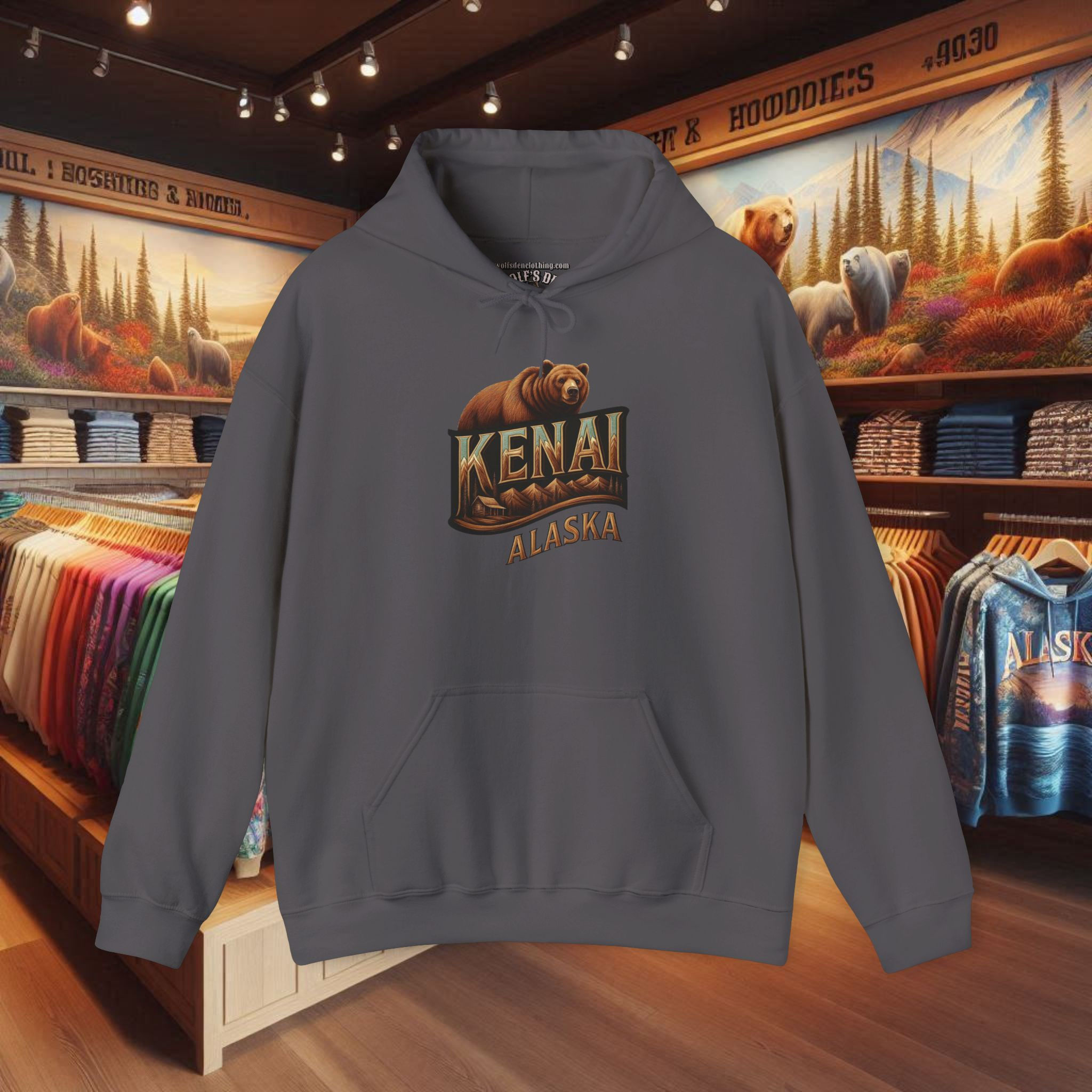 Dark grey Kenai Alaska bear hoodie