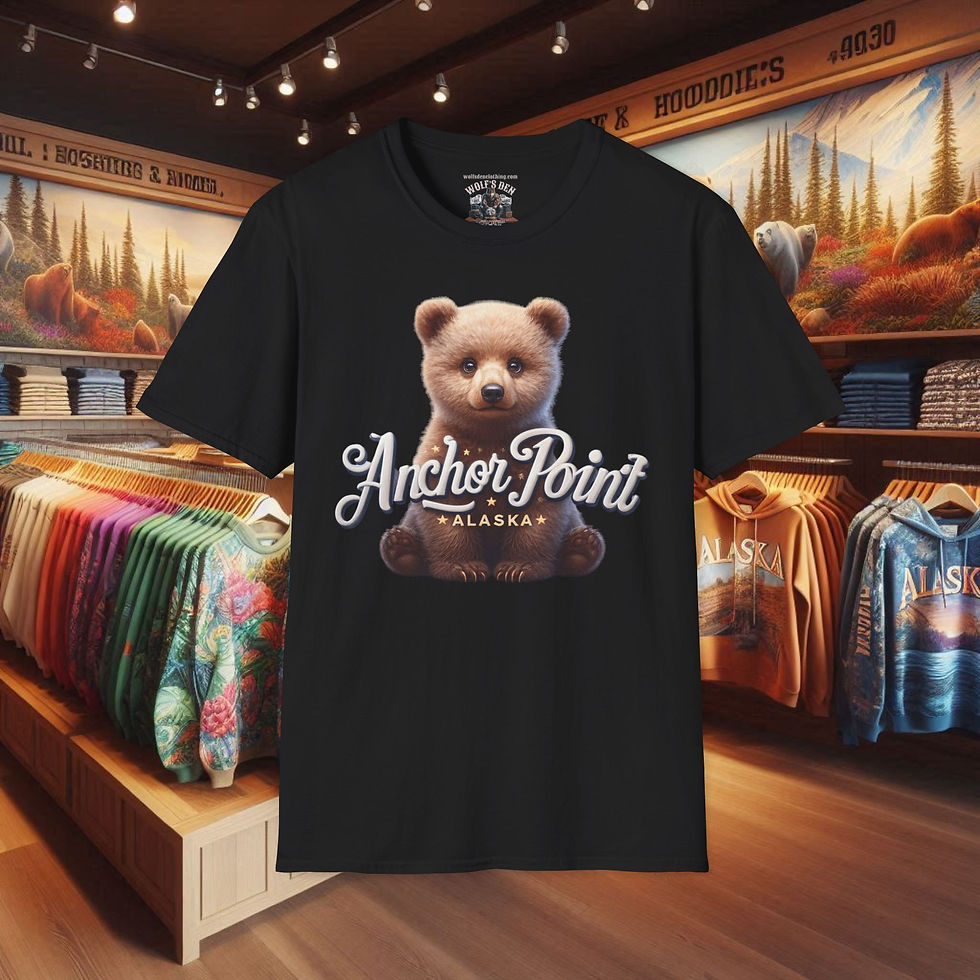 Thumbnail: Black T-shirt with bear cub and Anchor Point Alaska
