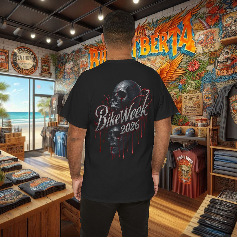 Thumbnail: Men's Bike Week 2026 skull t-shirt with outlaw graphics