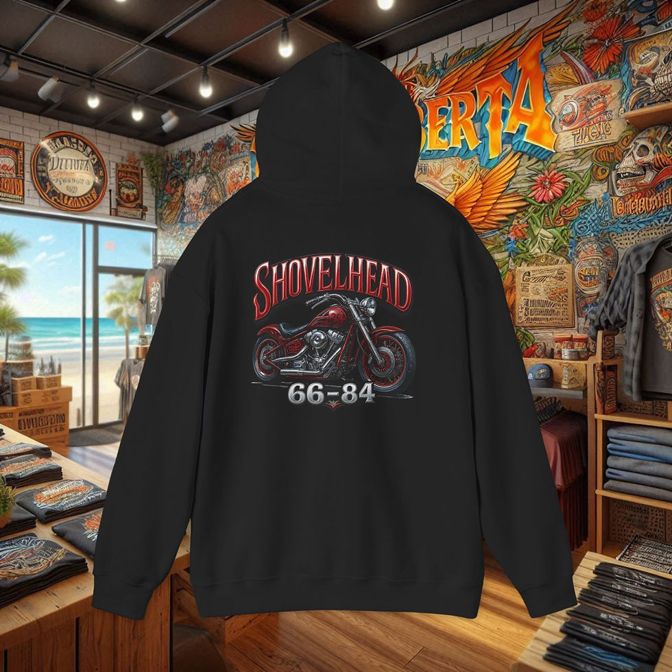Thumbnail: Black 66-84 Shovelhead Hoodie, Motorcycle Pullover  Harley-Davidson motorcycle graphic t-shirt, biker hoodie, bike week, biketoberfest, sturgis, biker, harley, davidson, motorcycle rally.