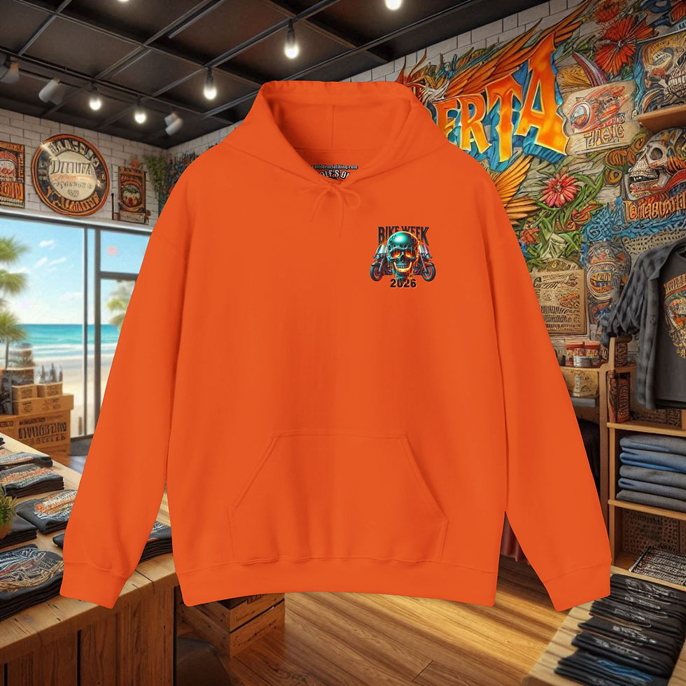 Thumbnail: Orange Daytona Beach Skull Hoodie
