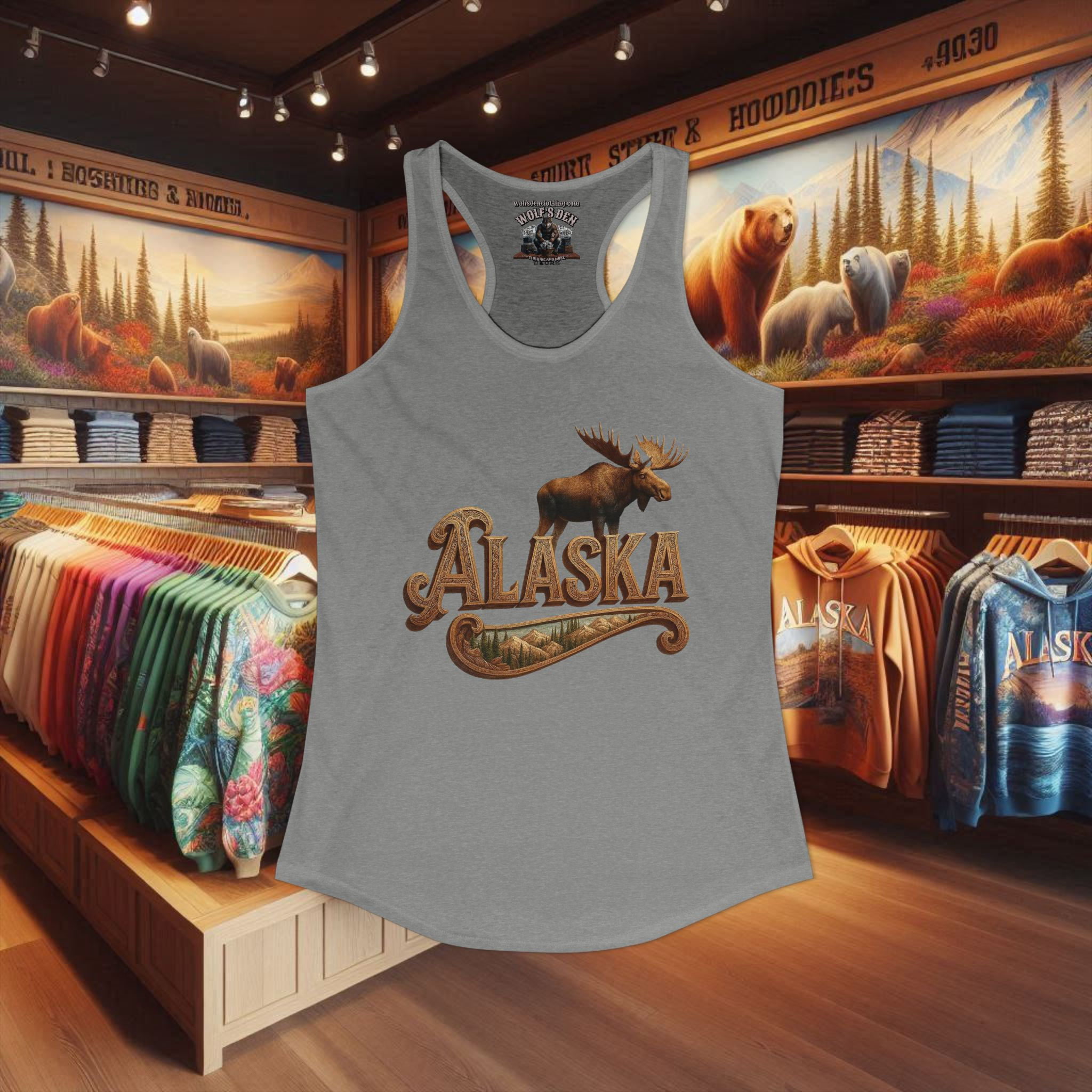 Women's grey Alaska Moose Racerback Tank top