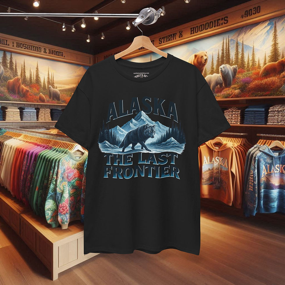 Thumbnail: Alaska The Last Frontier graphic t-shirt with wolf