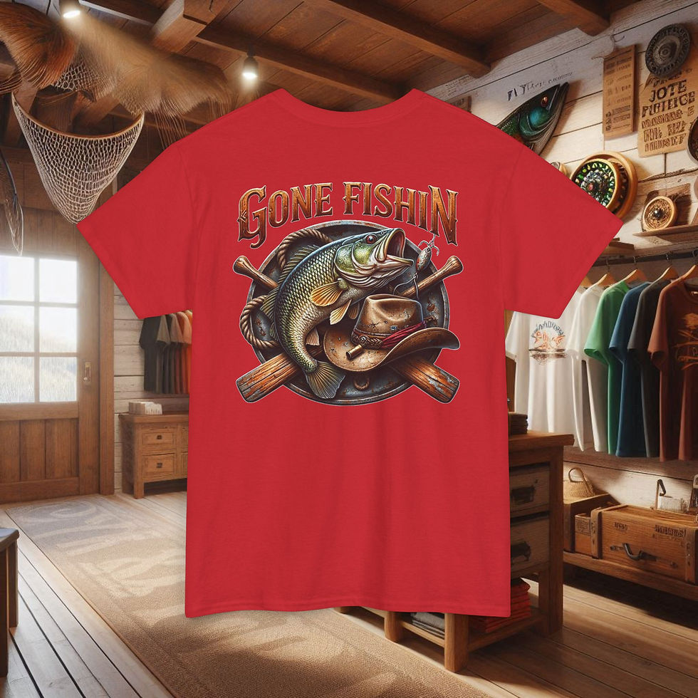 Thumbnail: Gone Fishin' Bass Graphic Tee — "Gone Fishin" Retro Fishing Shirt