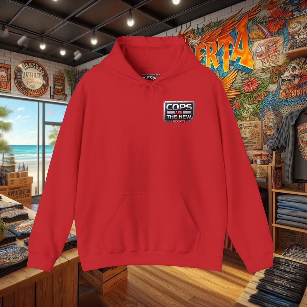 Thumbnail: Red 'Cops Are The New Redcoats' police accountability hoodie