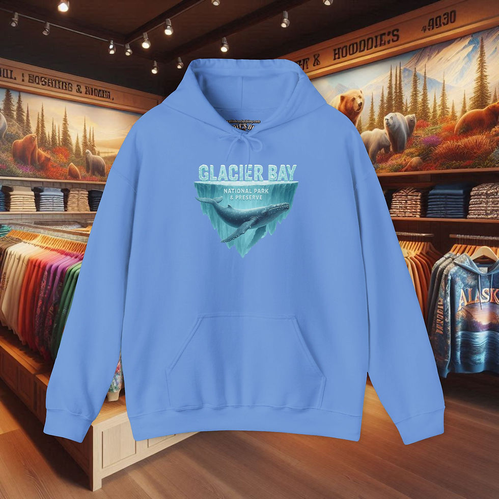 Thumbnail: Light blue Glacier Bay Alaska Humpback Whale hoodie