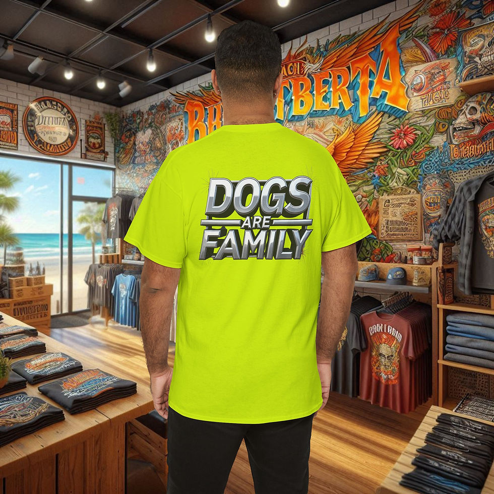 Thumbnail: Back of "DOGS ARE FAMILY" graphic tee