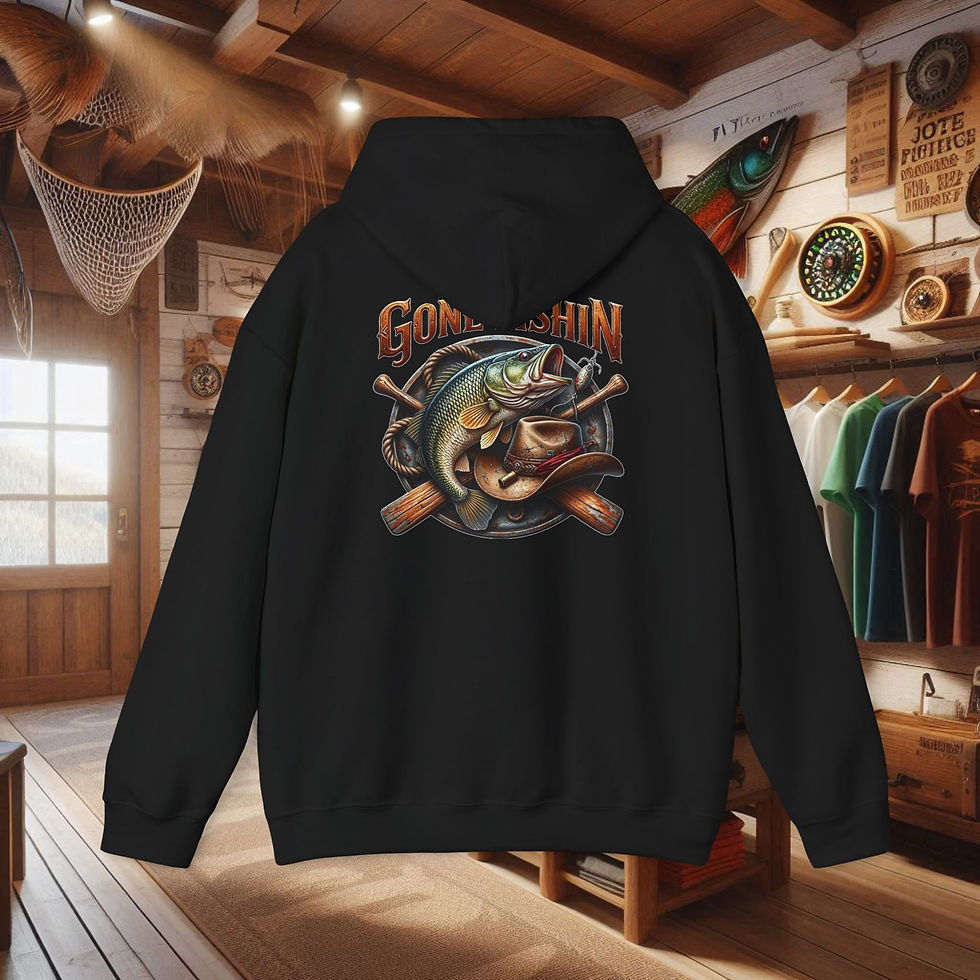 Thumbnail: Fishing Hoodie “Gone Fishin’” Bass Graphic Pullover