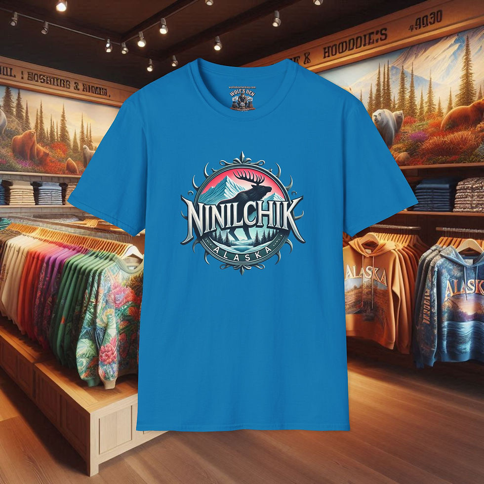 Thumbnail: Blue Ninilchik Alaska T-Shirt. Live Wild. Wear Ninilchik. Alaska T-Shirt, shirts in store.