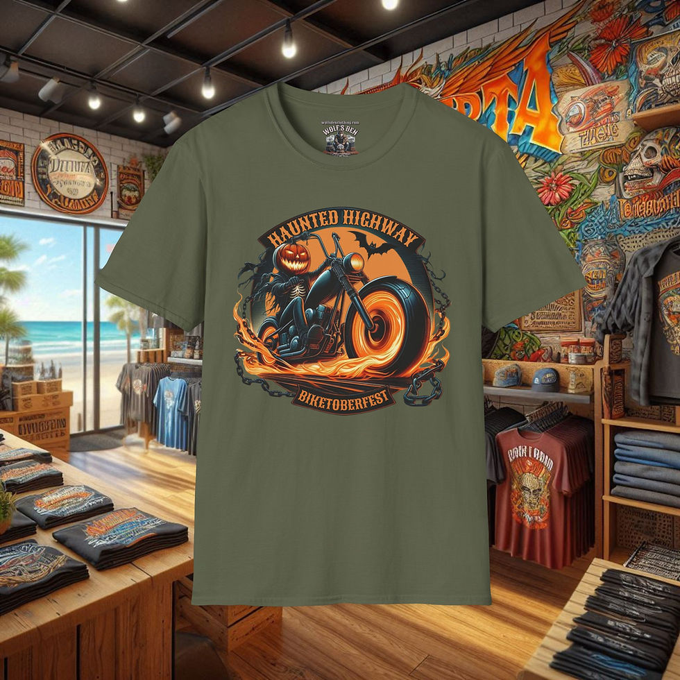 Thumbnail: Green premium biker t-shirt with outlaw motorcycle graphics for Biketoberfest