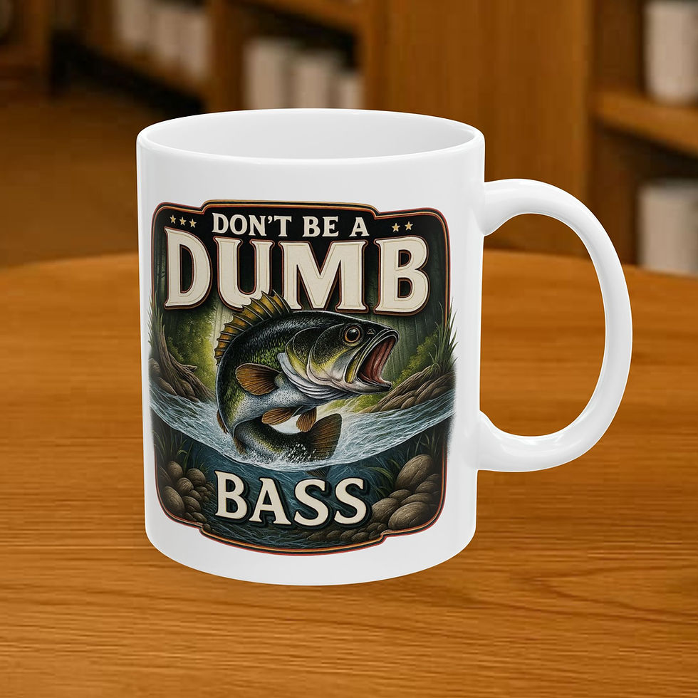 Thumbnail: Funny bass fishing coffee mug 'Don't be a dumb bass'