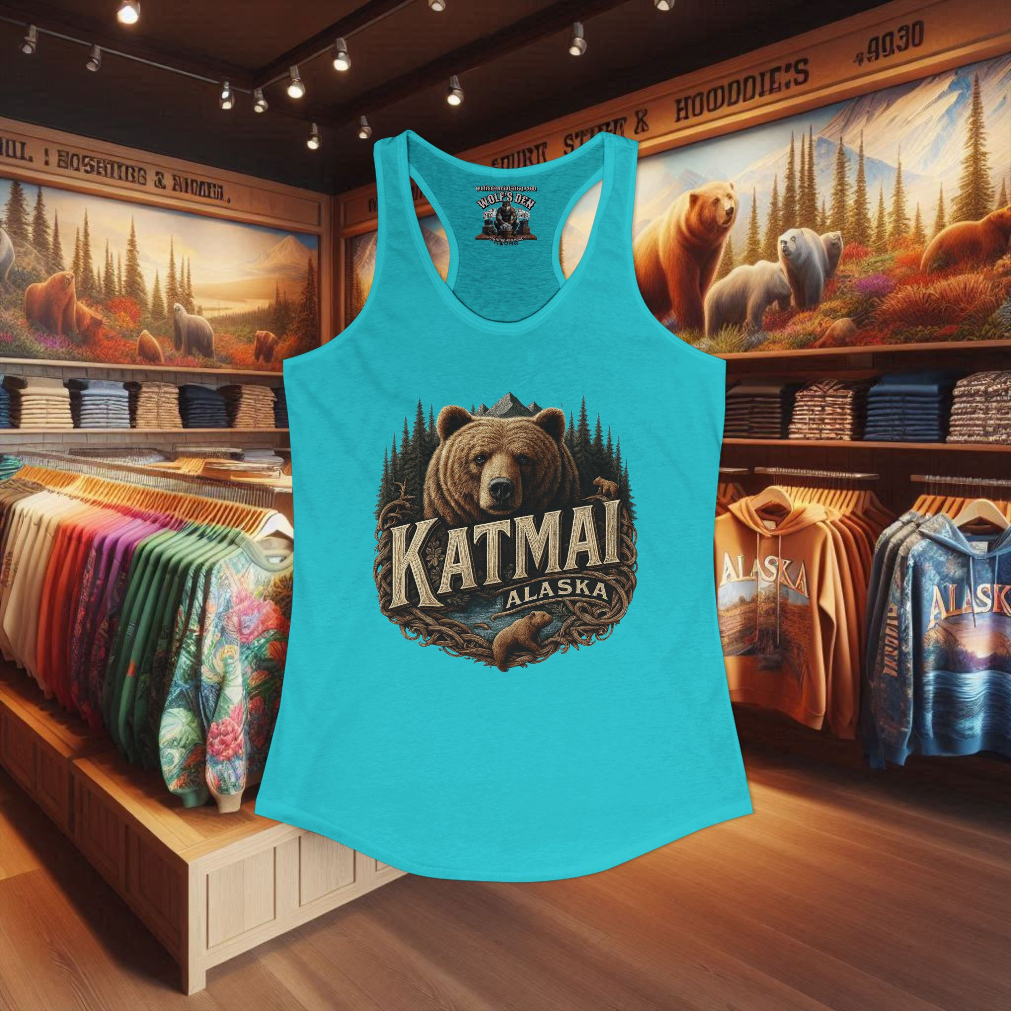 Katmai Alaska bear racerback tank top