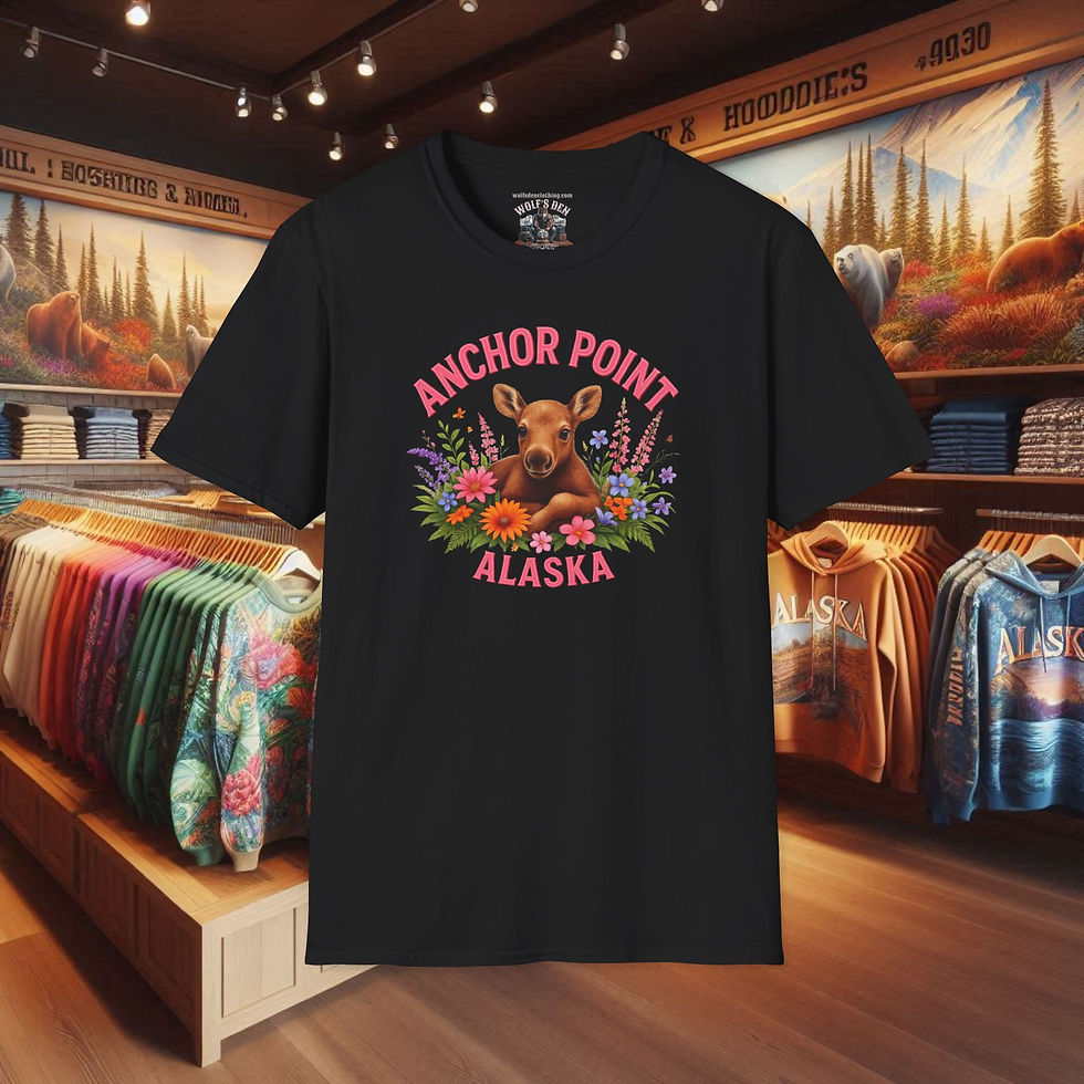 Thumbnail: Anchor point Alaska Baby Moose T-shirt for Women, funny Alaska shirts, tees