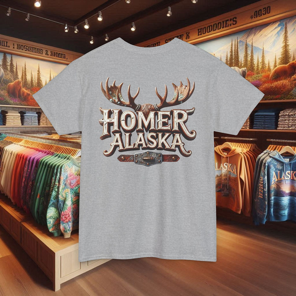 Thumbnail: Homer Alaska T-Shirt — Moose Antler Cabin Graphic Tee