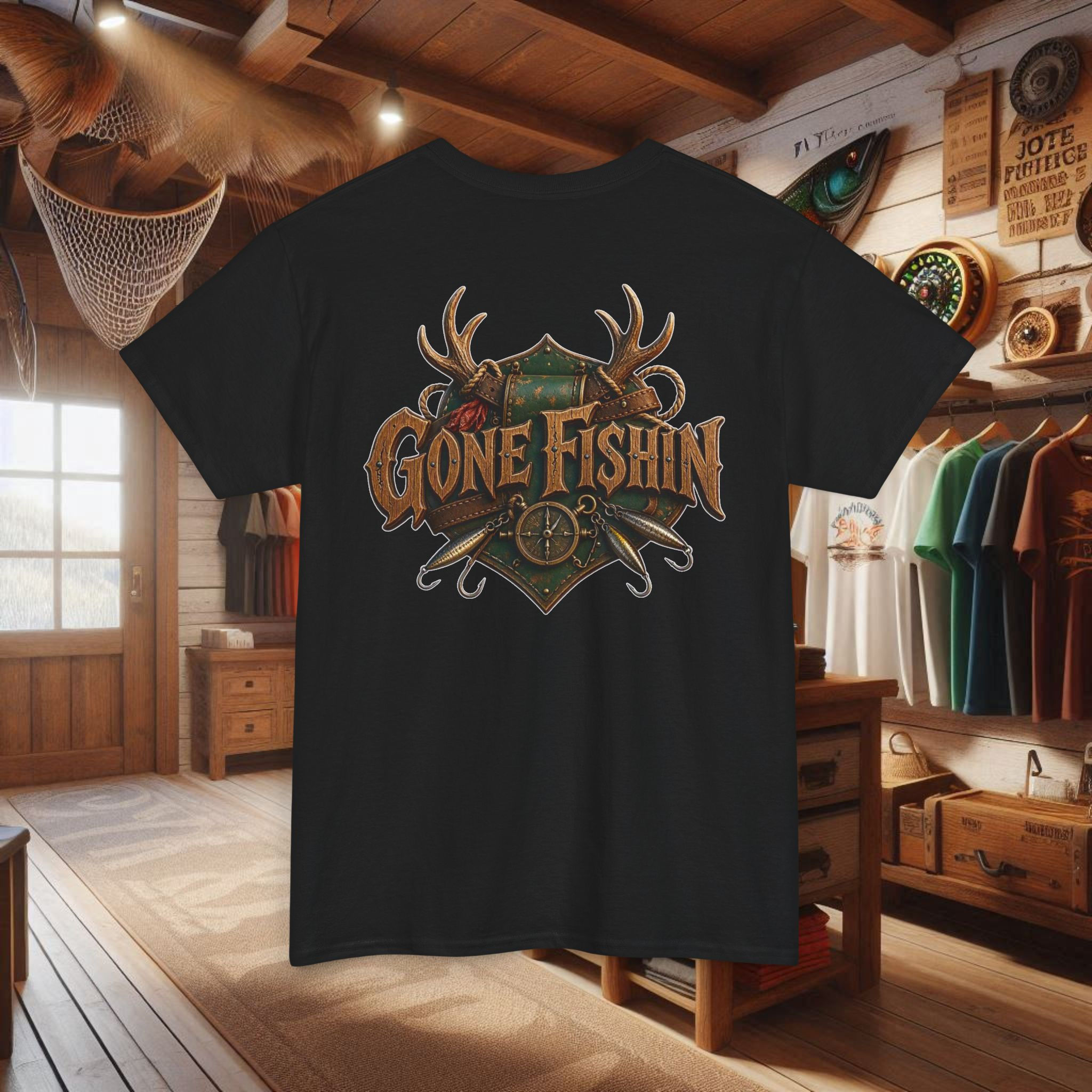 Fishing T-Shirt — "Gone Fishin'" Retro Outdoor Graphic Tee