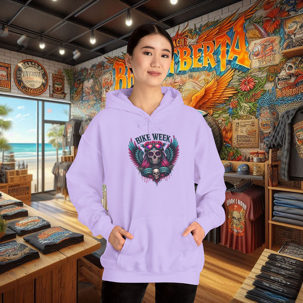Thumbnail: Daytona Beach Bike Week Sugar Skull Women's Biker Comfort Hoodie