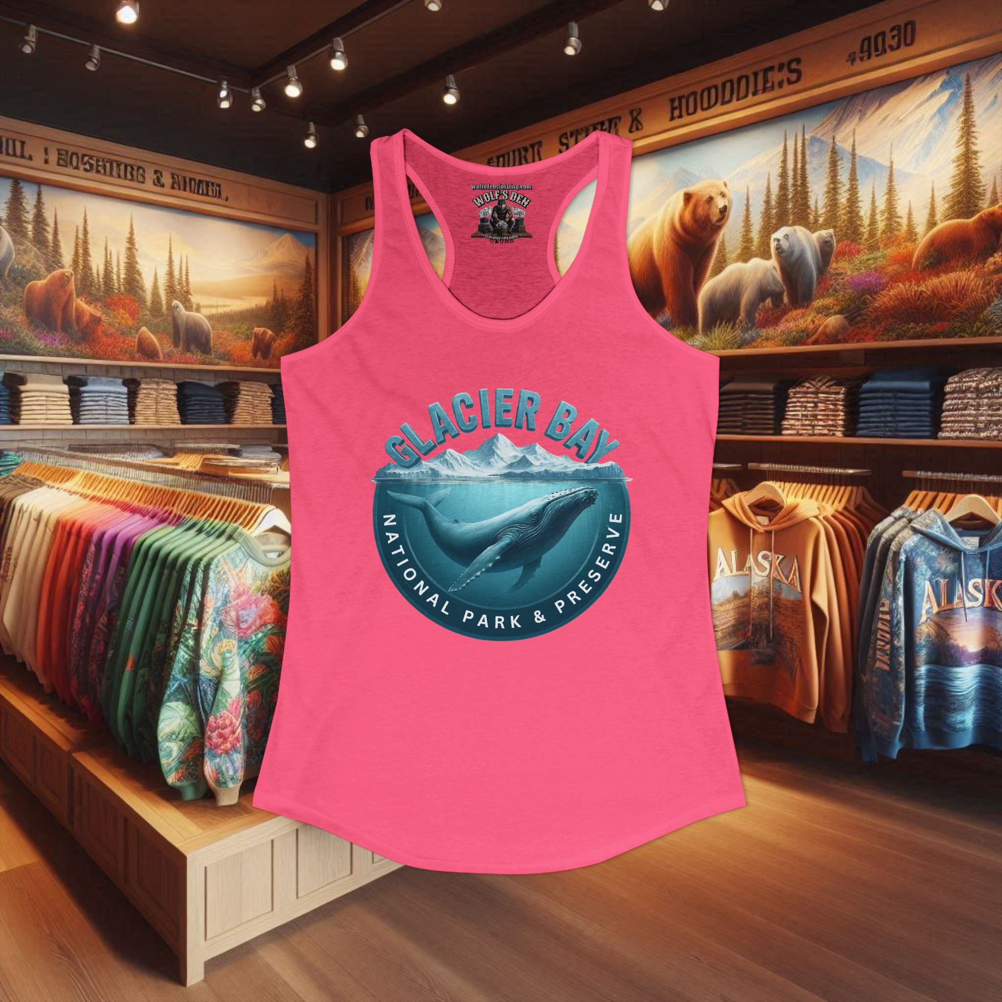 Pink Glacier Bay whale tank top