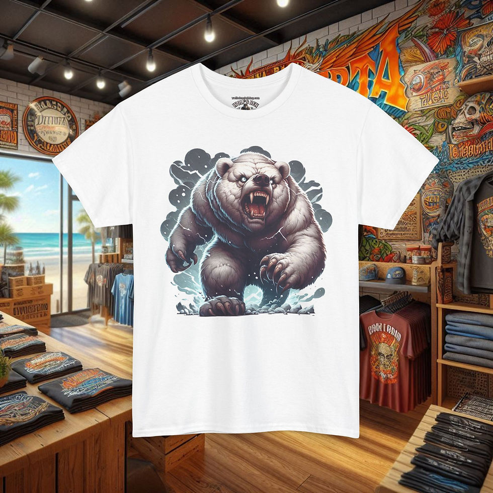 White t-shirt with battle bear graphic design, Battle Bears Graphic Tees | Stand Out with Bold Designs