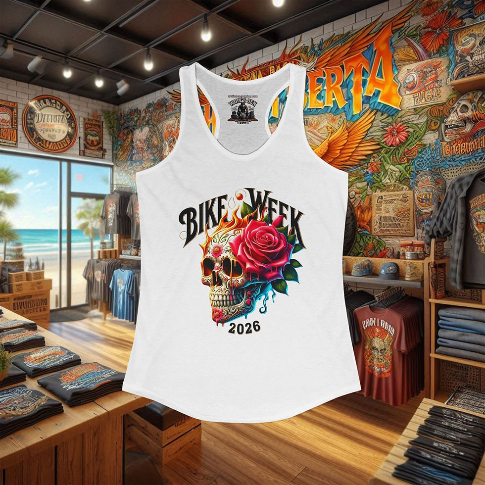 Thumbnail: Women's Bike Week 2006 skull rose graphic racerback