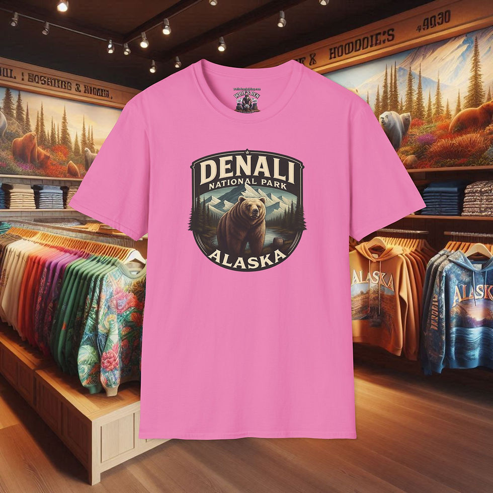 Pink Denali Alaska tee shirt, Denali National Park Grizzly, T-shirt for Women, Bear shirts, in shop