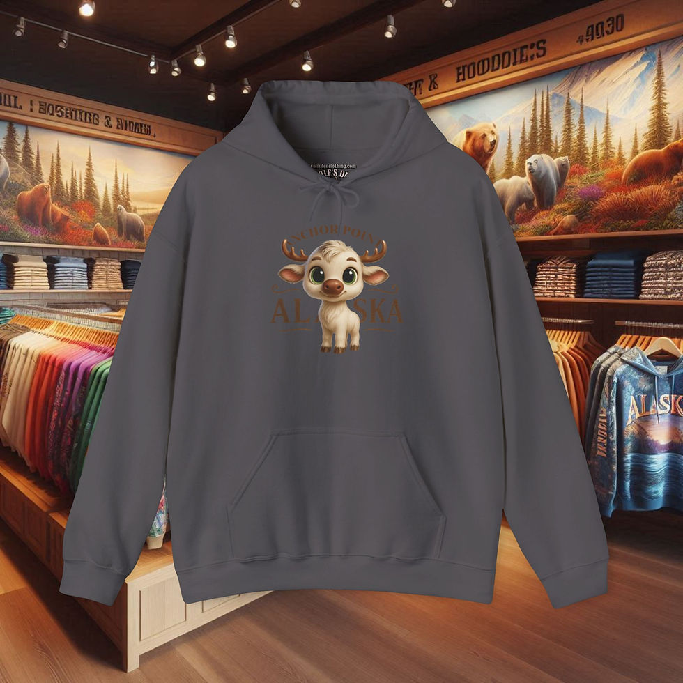 Thumbnail: Alaska moose hoodie with cute cartoon baby moose design