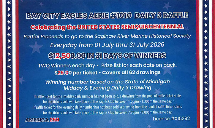 SRMHS with Bay City Eagles Aerie #1010 Daily 3 Raffle.