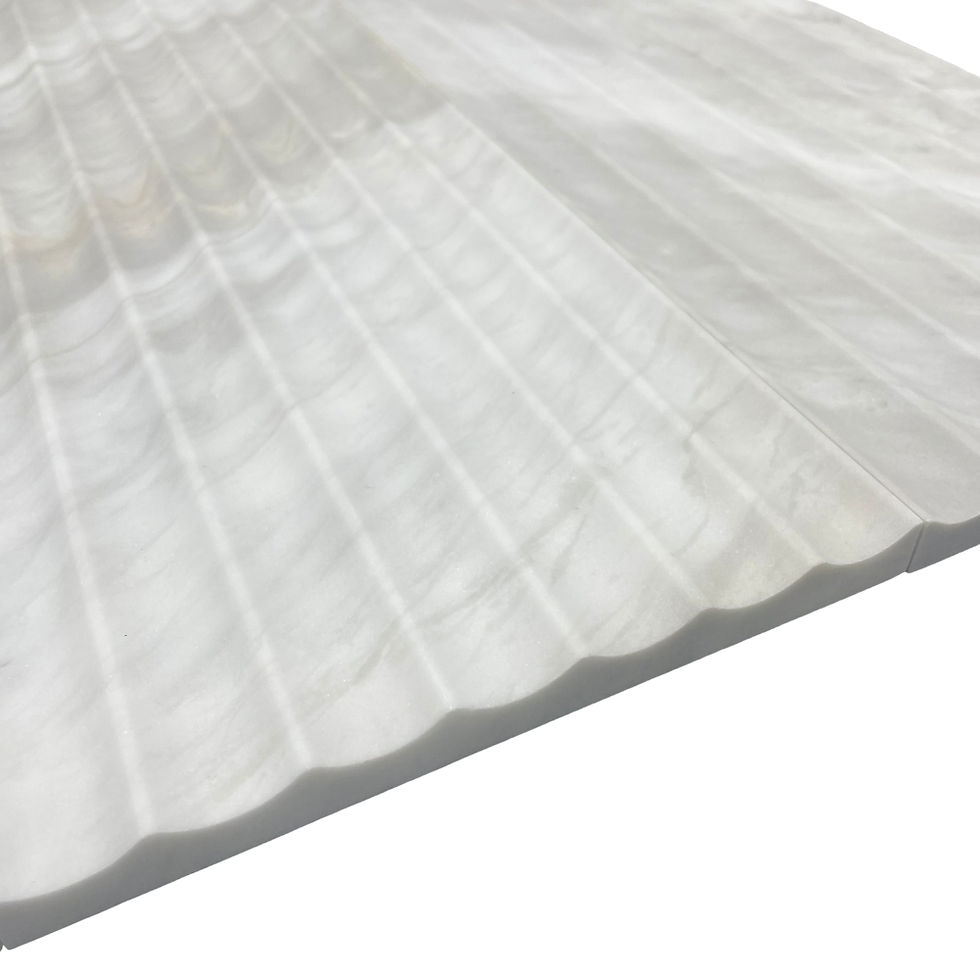 Thumbnail: GD Fluted Concave Marble Panel Almond Frost Honed