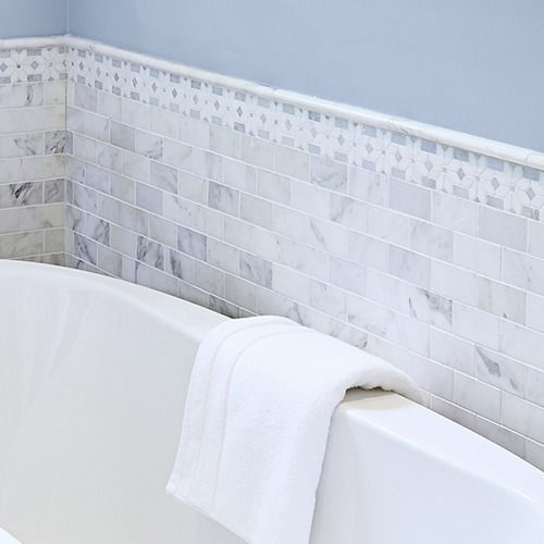 Thumbnail: Flower Design Thassos and Crystallino 12X12 Polished Mosaic