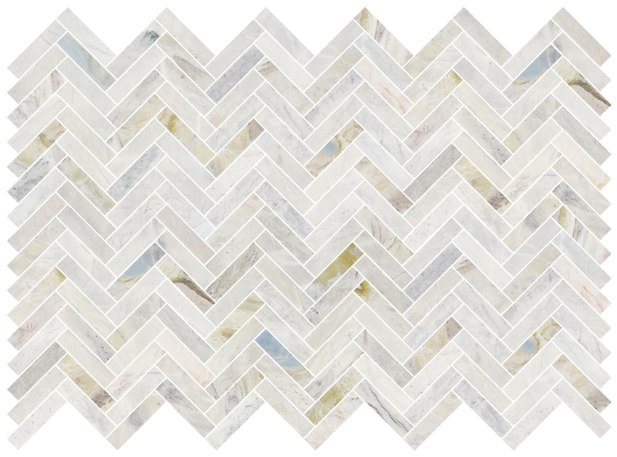 Thumbnail: GD Veritas River Blu  1x4” Herringbone Marble Mosaic