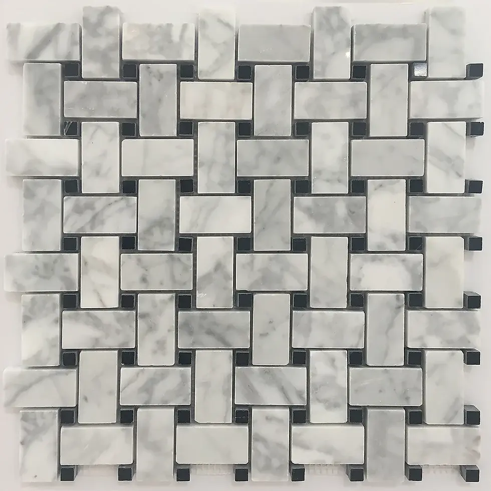 GD Basketweave Carrara with Black Dot polished