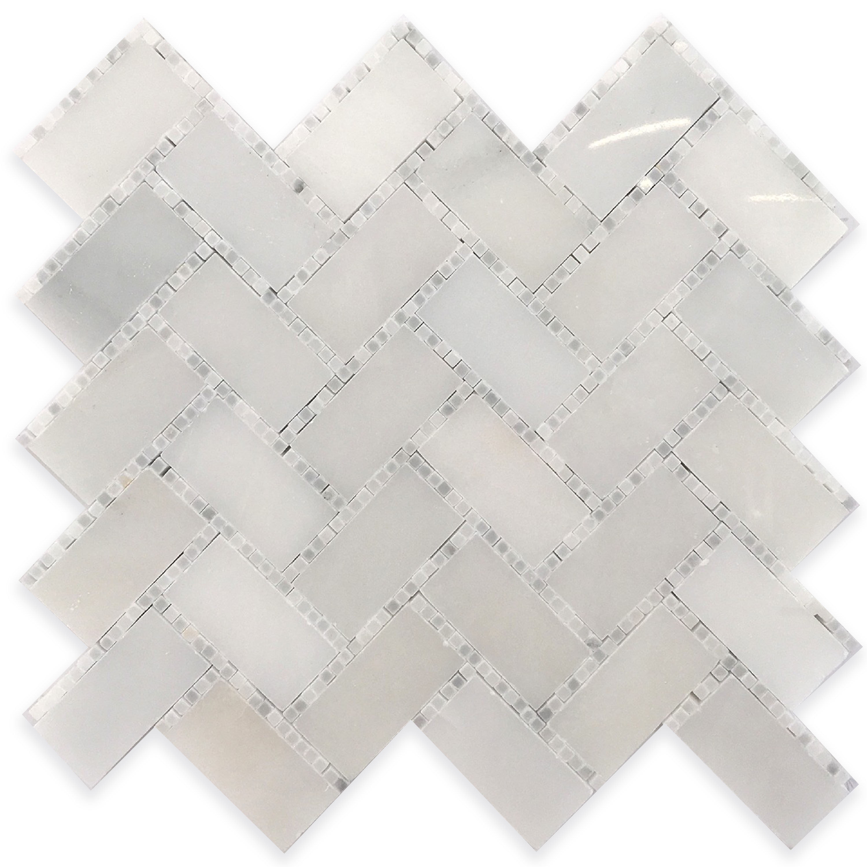 Sometimes stone flooring makes all the difference in the world, like this herring bone glacier and carrara micro dots