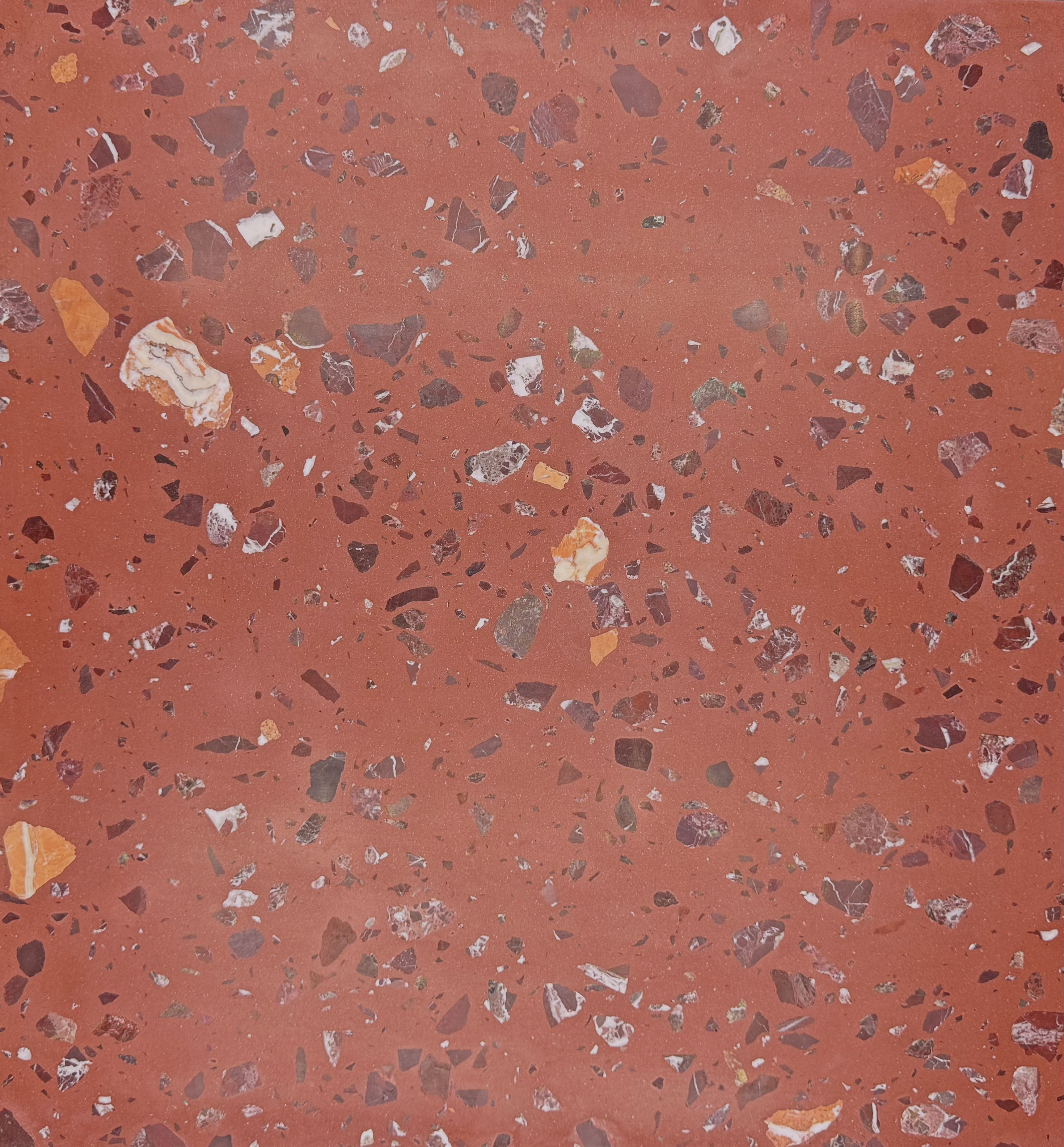 Terrazzo Nougat Raspberry Honed 24" X 24"