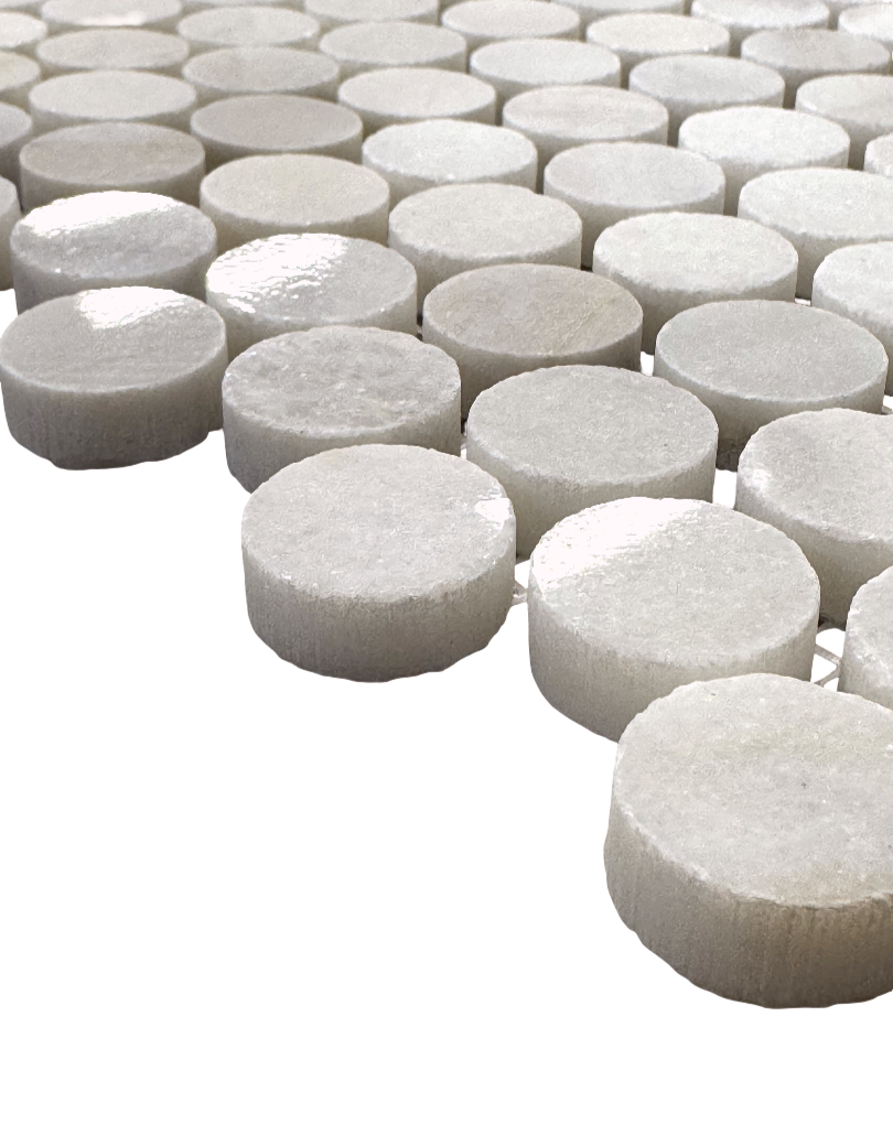 Thumbnail: Penny Rounds Birch White Polished 1x1