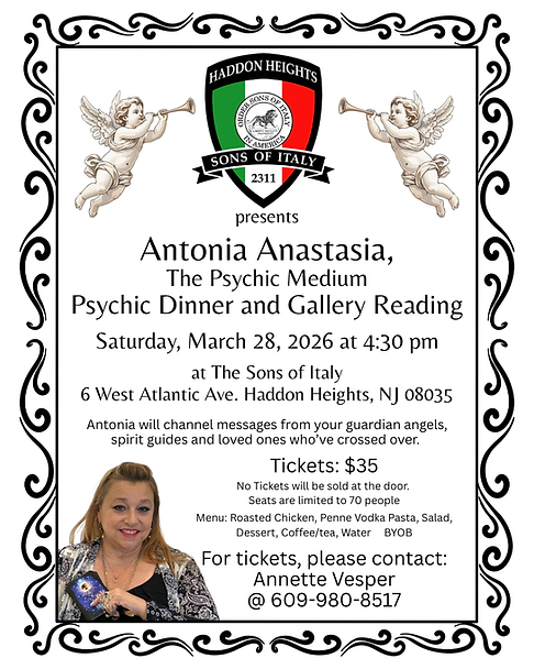 Sons of Italy Gallery Reading & Dinner Event Where 6 West Atlantic Avenue, Haddon Heights,