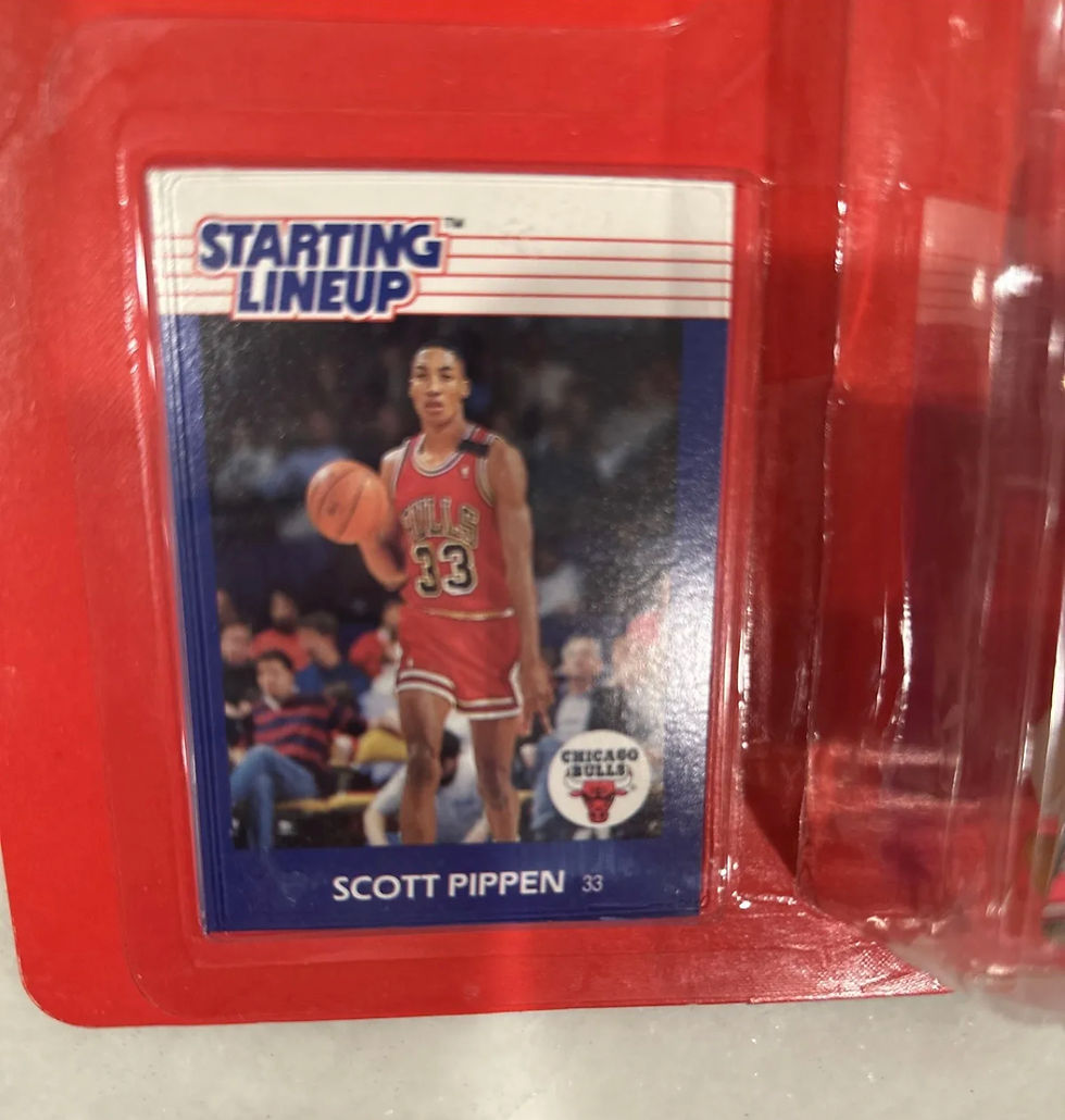 Thumbnail: Scottie Pippen 1988 NBA Kenner Starting Lineup Rookie W/Acrylic Case & STICKER!
