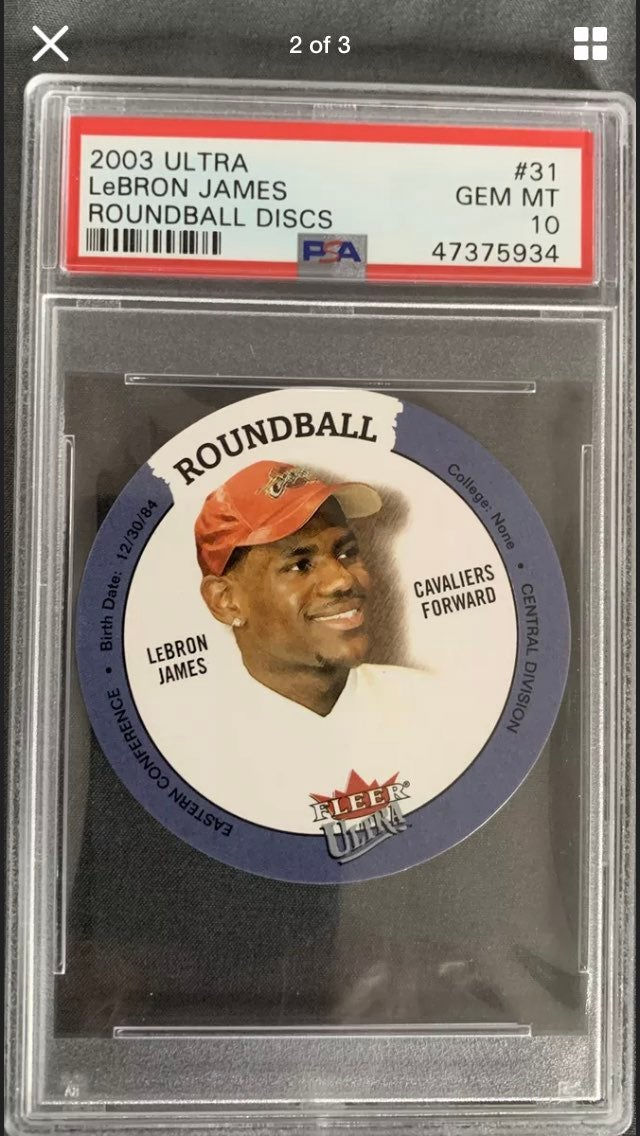 2003 Fleer Ultra Lebron James Rookie PSA 10 ROUNDBALL DISCS #31 LOW POPULATION