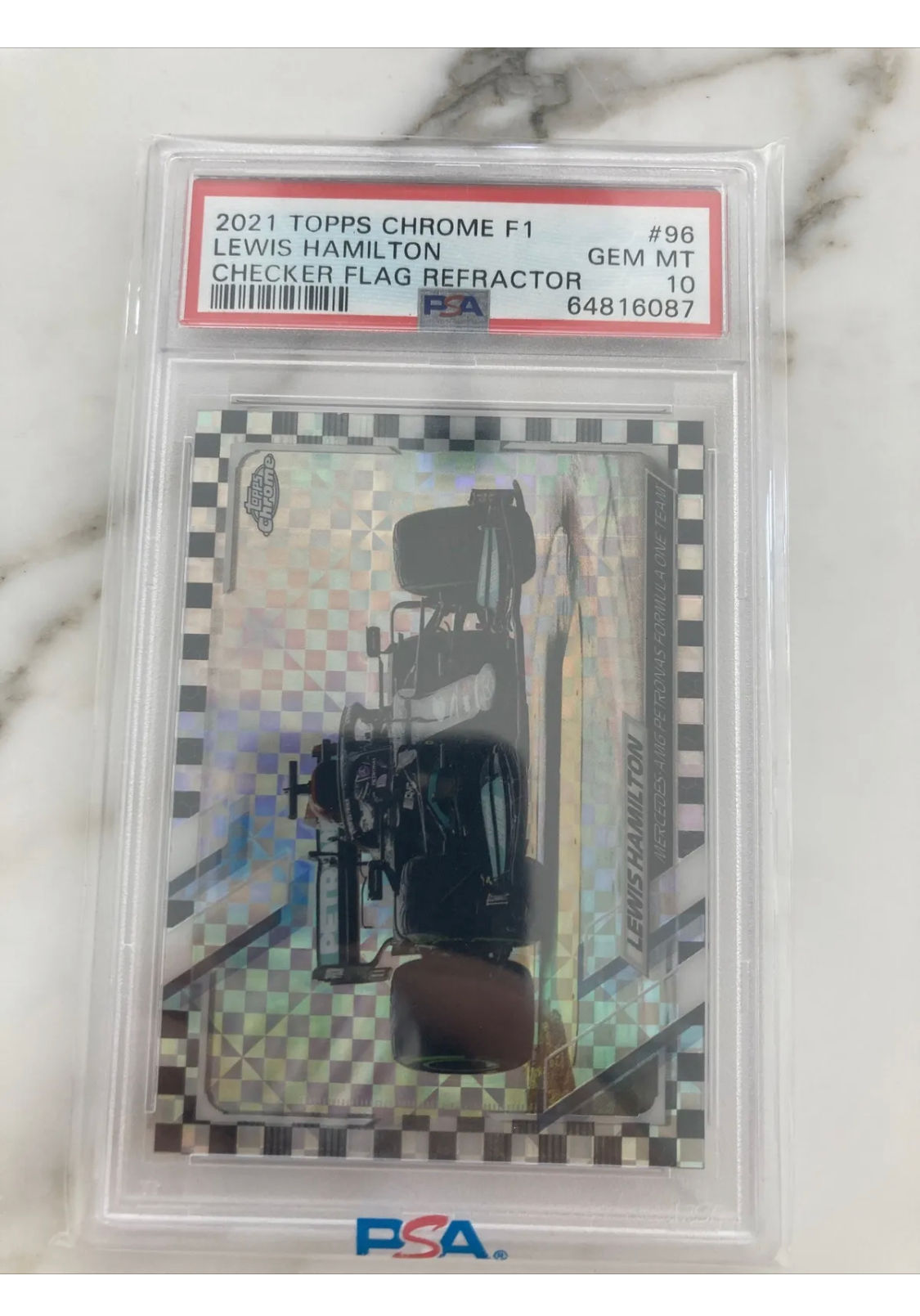 2021 lewis hamilton topps chrome F1 #96 Checker Flag Refractor Psa 10 Gem Mt