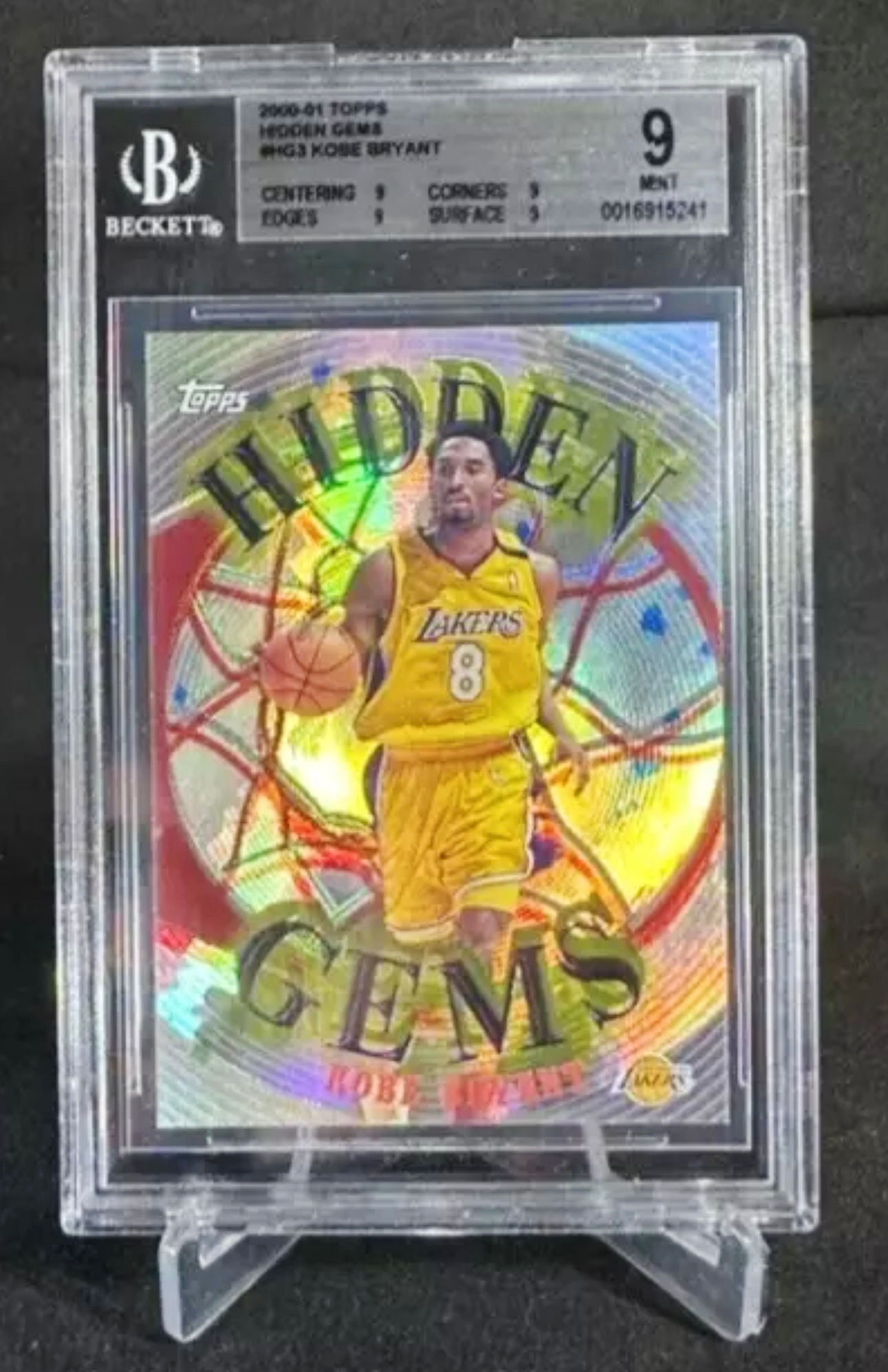 2000-01 Topps Hidden Gems #HG3 Kobe Bryant BGS 9 Los Angeles Lakers