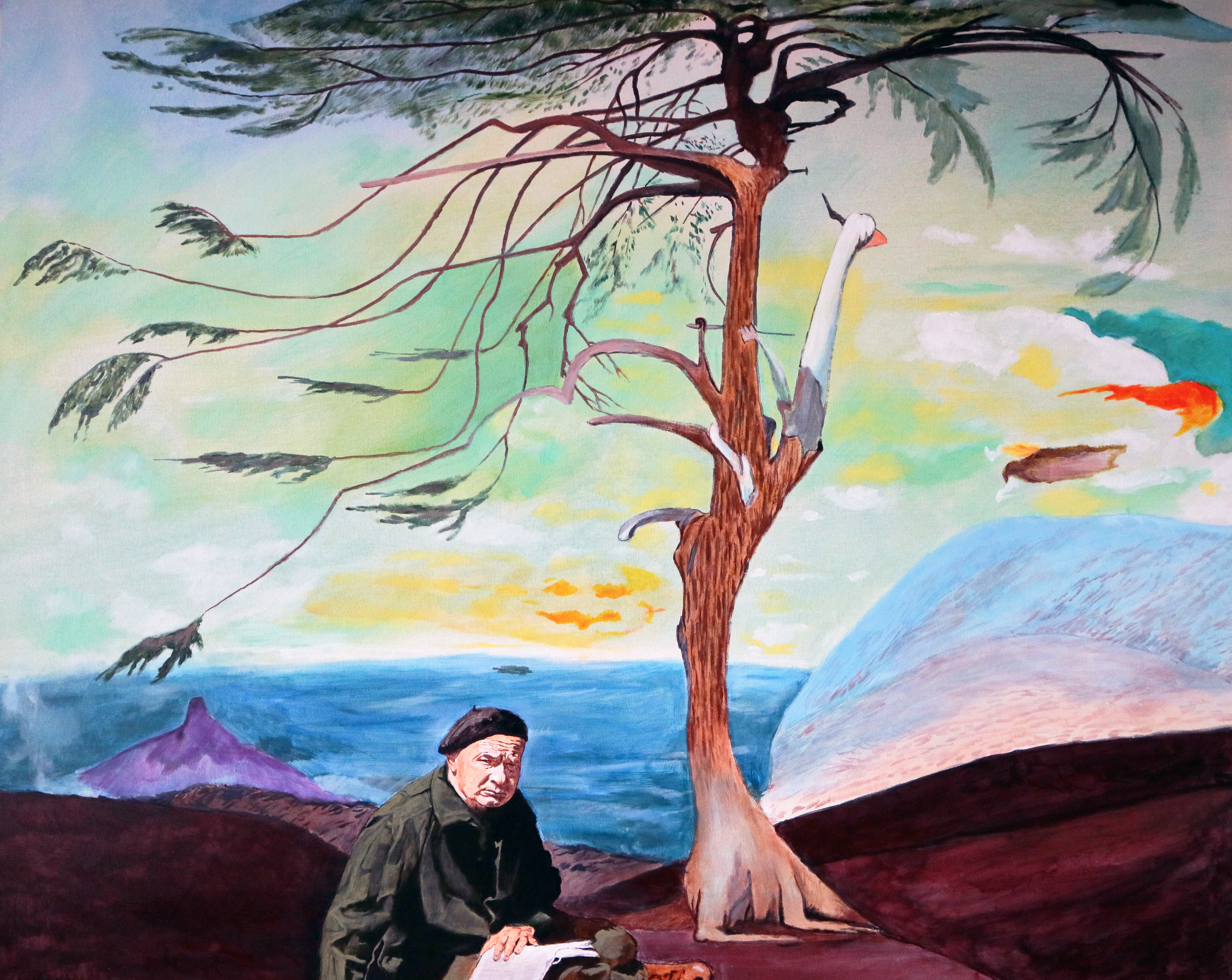 Hamvas Béla a Magányos cédrus alatt Csontváry műtermében, giclée nyomat, 2024. 100x120 cm
