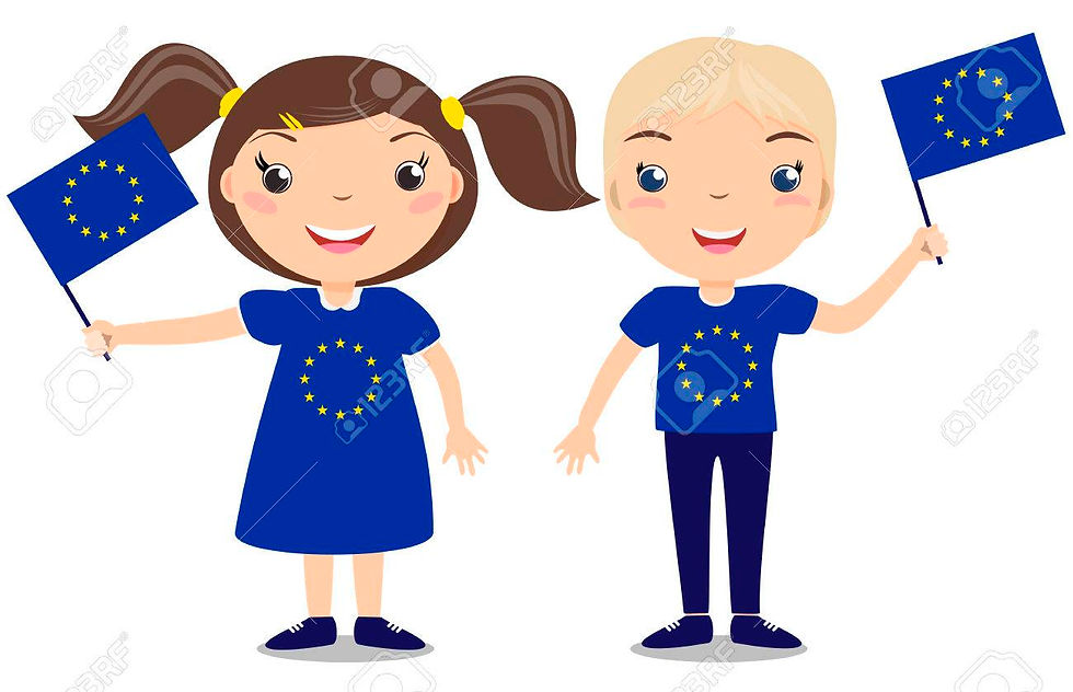 niños-sonrientes-muchacho-y-muchacha-sosteniendo-una-bandera-de-unión-europea-aislada-en-e